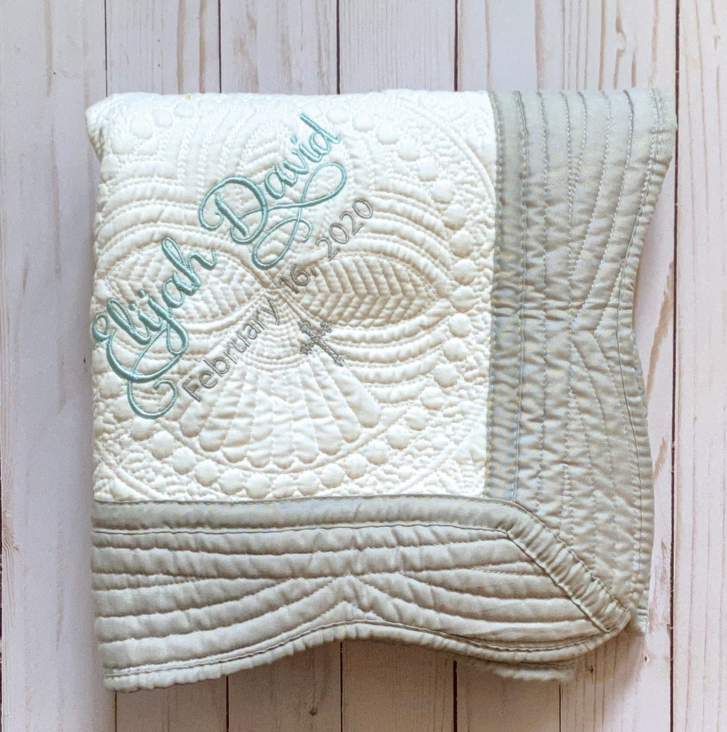 Personalized Baptism Gift: Embroidered Blanket for Boy or Girl as a Christening Keepsake from Godparents