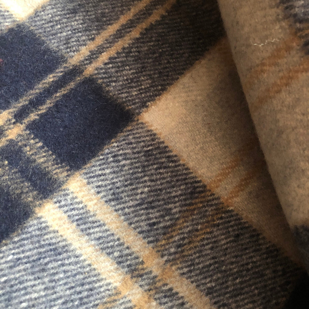 Bannockbane Silver/Dark Navy Tartan Recycled Wool Blanket/Throw by Florence Lilly