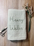 Personalized Hand Embroidered Baby Swaddle | organic cotton swaddle | baby gift | baby blanket | name announcement | newborn photos | muslin