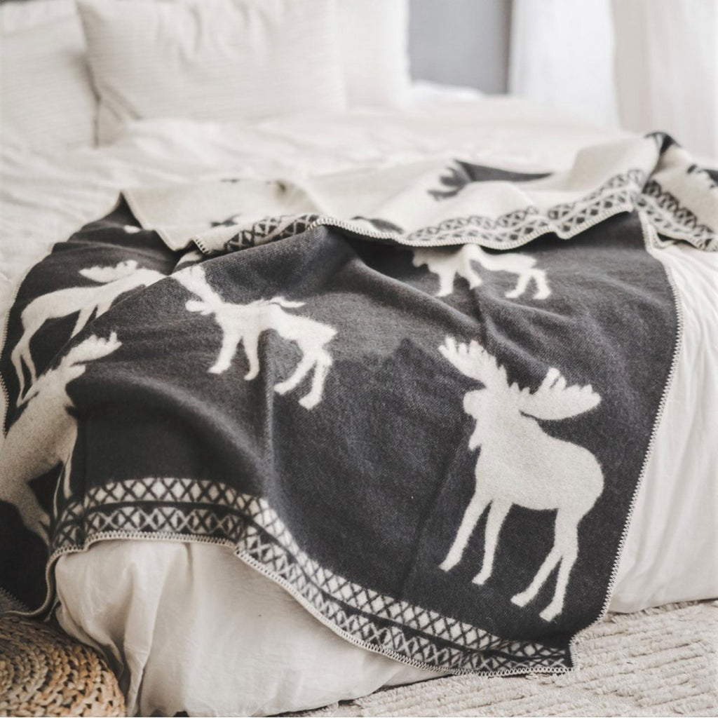 Multiple Colors Wool Blanket Natural New Zealand Wool 130x200cm, Double-sided, Reversible Blanket, Throw Plaid Warm, Moose Gift