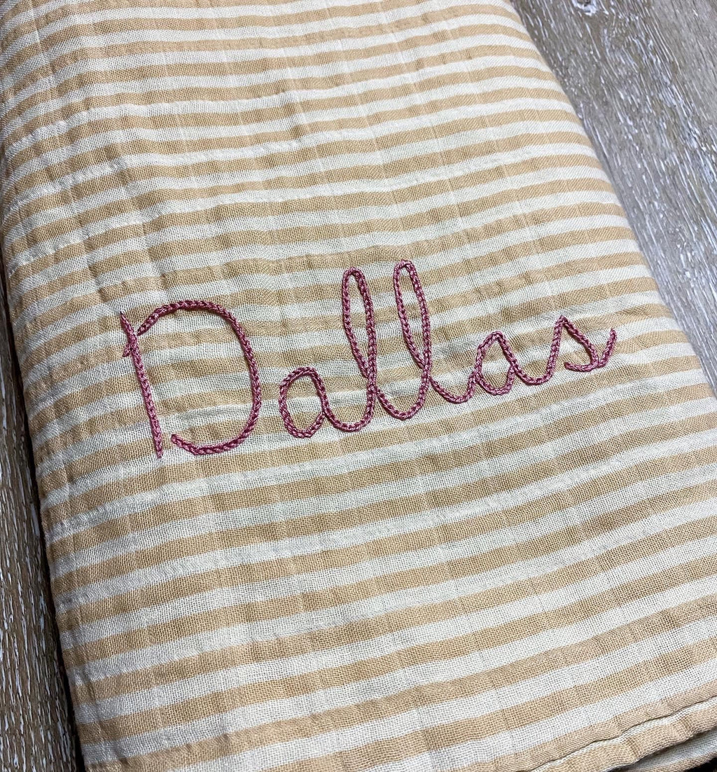 Personalized Hand Embroidered Baby Swaddle | organic cotton swaddle | baby gift | baby blanket | name announcement | newborn photos | muslin