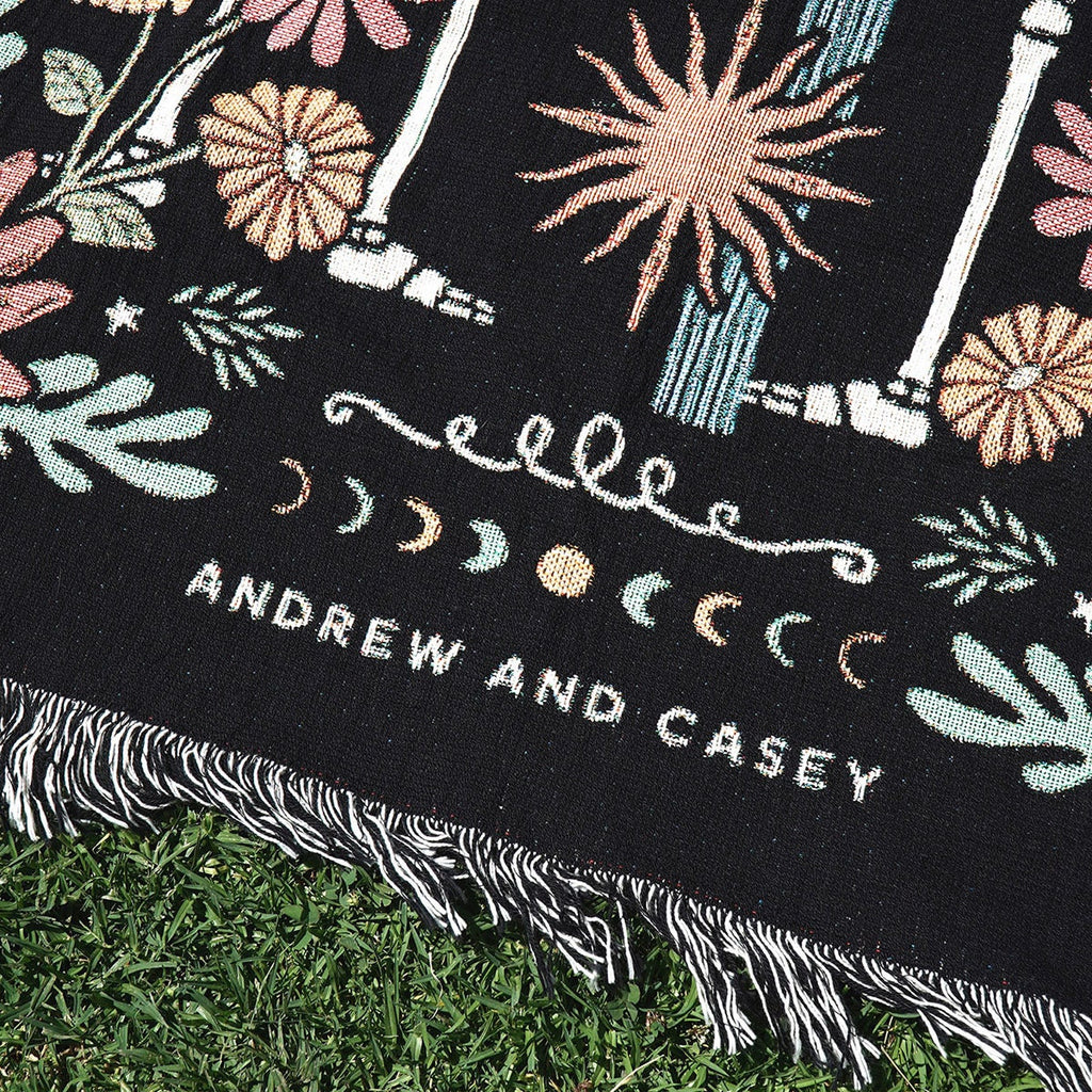 New Custom Couple Personalized Zodiac Skeleton Woven Blanket For Couples | Custom Astrology Couple Gifts Zodiac Couple Gifts With Skeletons