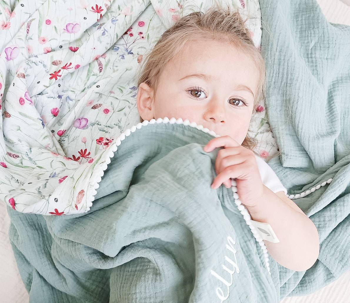Personalized Organic Muslin Baby Blanket, Safari Animals, Swaddle