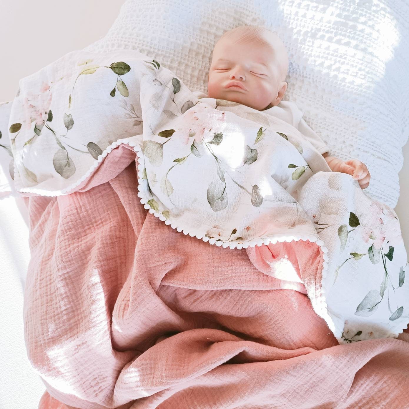 Personalized Organic Muslin Baby Blanket, Safari Animals, Swaddle