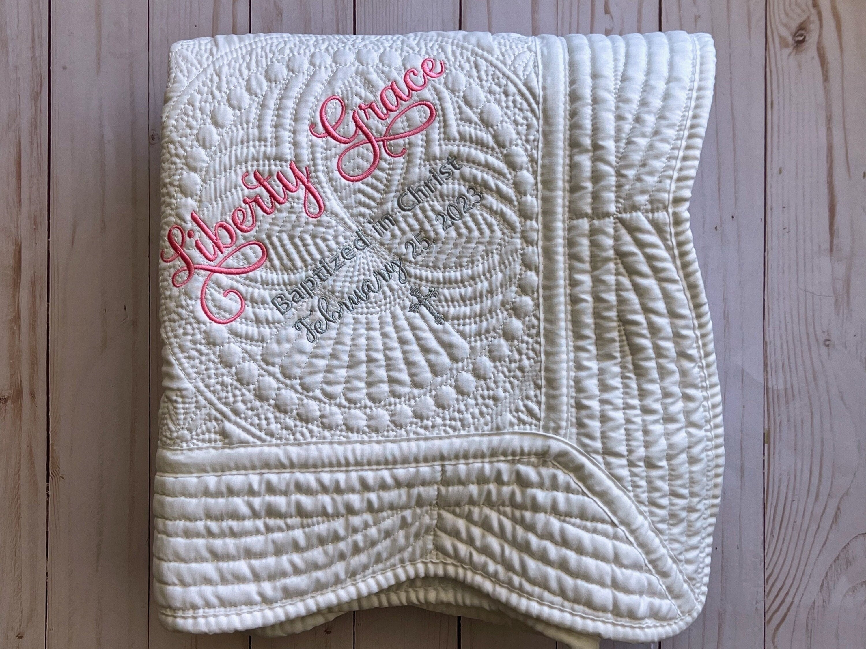 Personalized Baptism Gift: Embroidered Blanket for Boy or Girl as a Christening Keepsake from Godparents