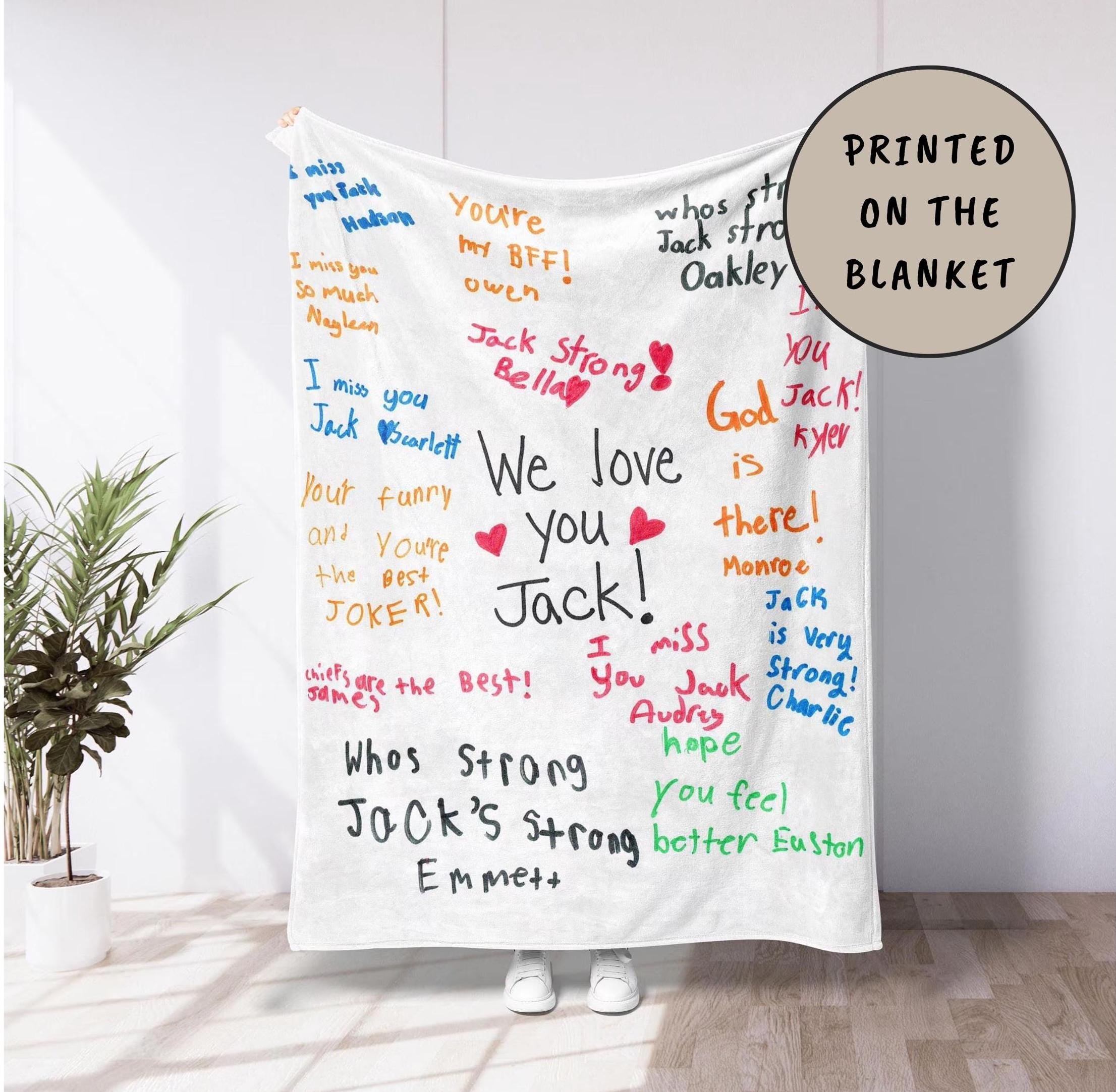 Actual Handwriting Notes Blanket, Get Well Gift, Motivational Gift, Group Gift From Family Members, Anniversary Blanket