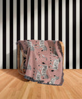 Cotton Woven Blanket, Zebra Parade, Black and White on Candy Pink, Safari Animals, Kids Room, Baby Nursery Decor, Animal Print, Fringe Throw