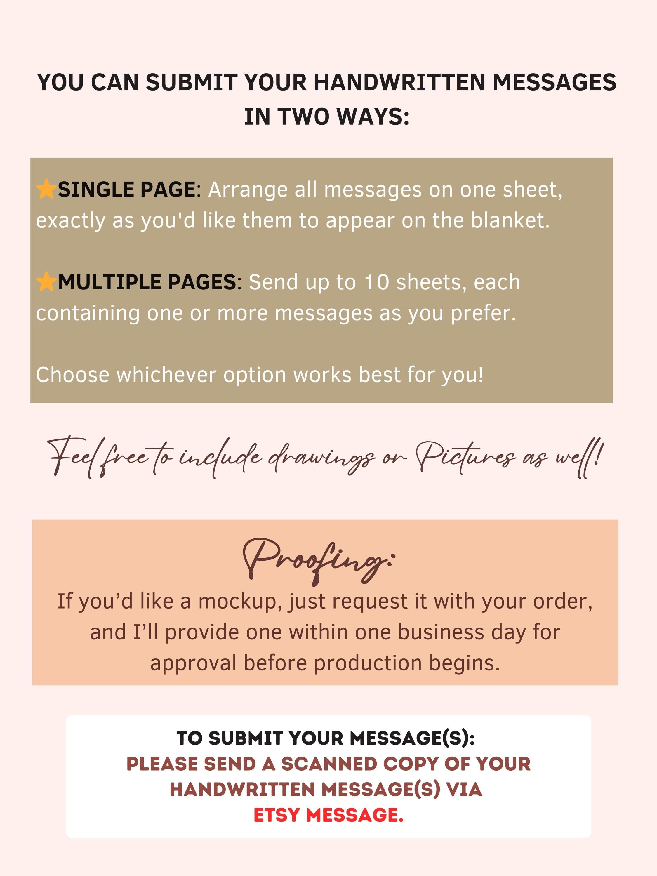 Actual Handwriting Notes Blanket, Get Well Gift, Motivational Gift, Group Gift From Family Members, Anniversary Blanket