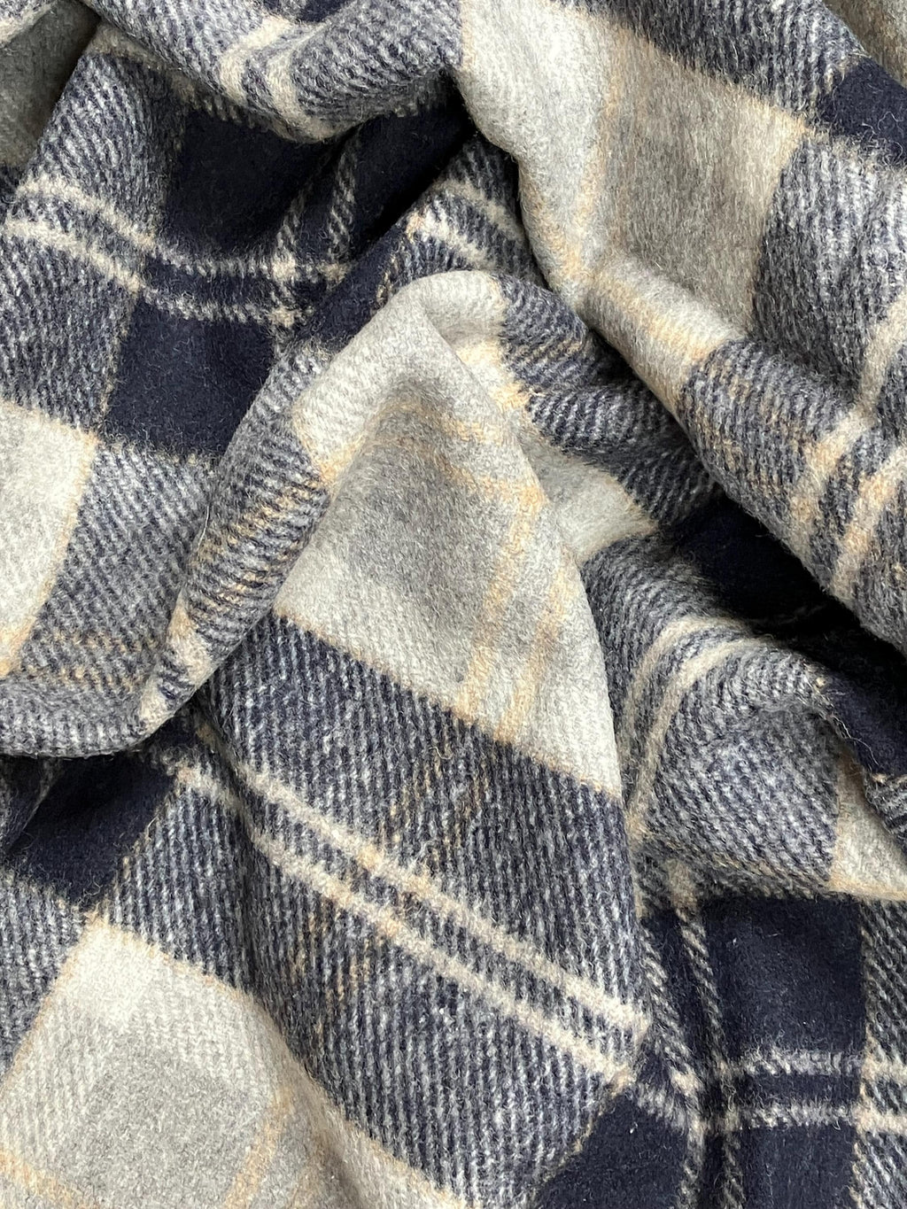 Bannockbane Silver/Dark Navy Tartan Recycled Wool Blanket/Throw by Florence Lilly