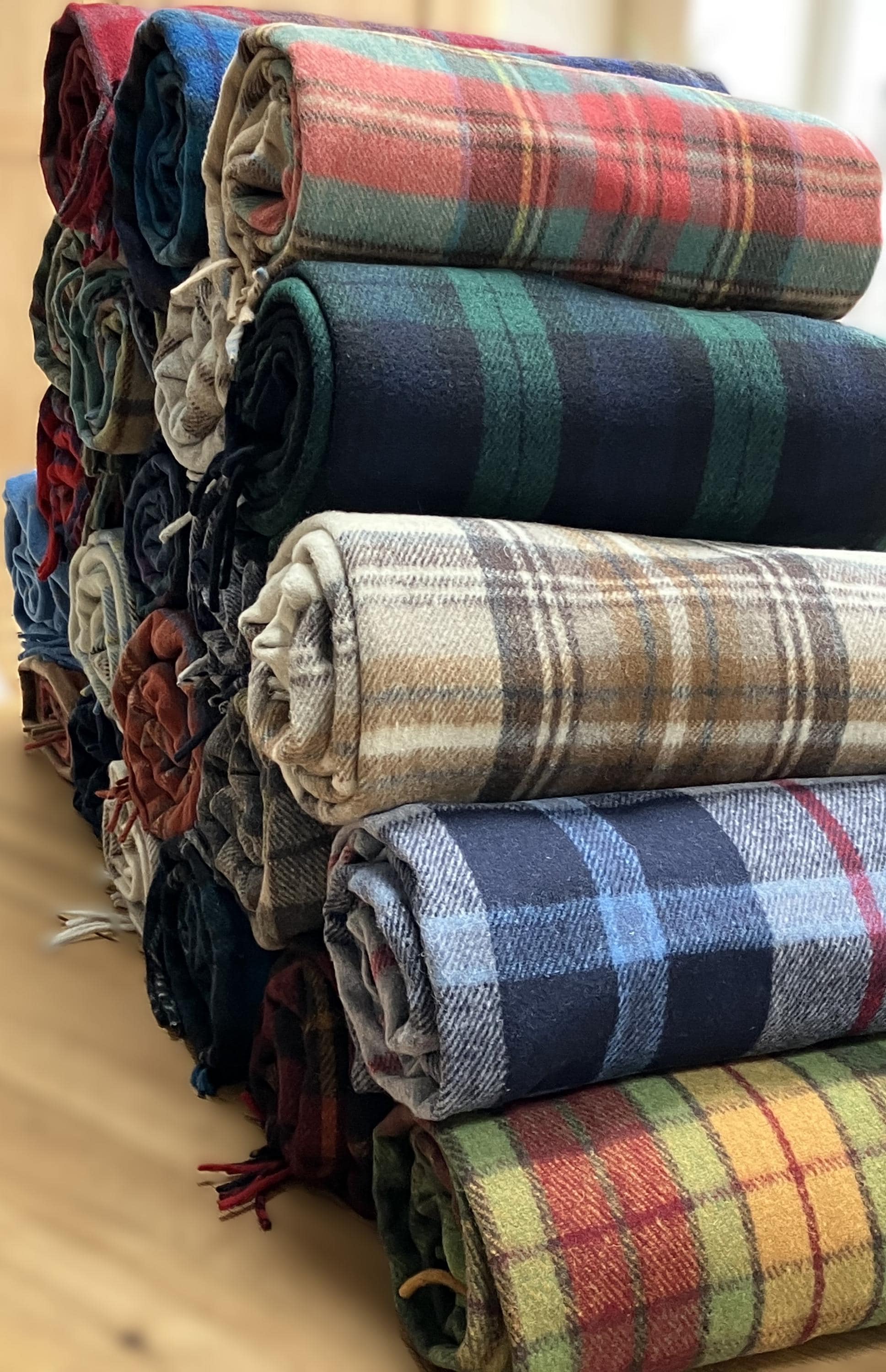 Buchanan Autumn Green Tartan Recycled Wool Blanket/Throw by Florence Lilly