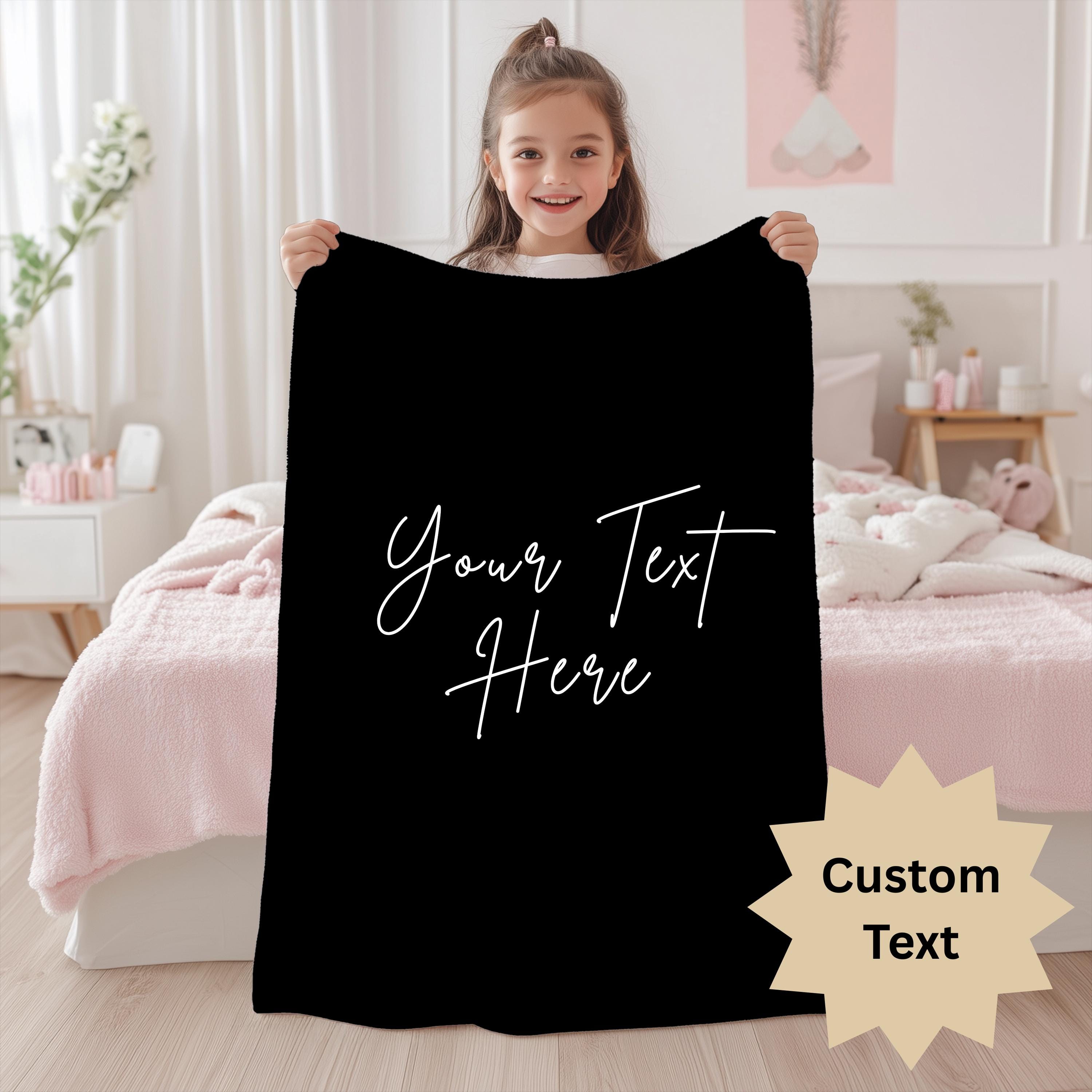Custom Text Velveteen Plush Blanket, Custom YourDesign Blanket, Customize Blanket, Create Your Own Gift, Choose Font, Color & Background