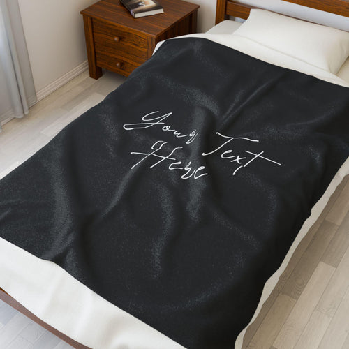 Custom Text Velveteen Plush Blanket, Custom YourDesign Blanket, Customize Blanket, Create Your Own Gift, Choose Font, Color & Background