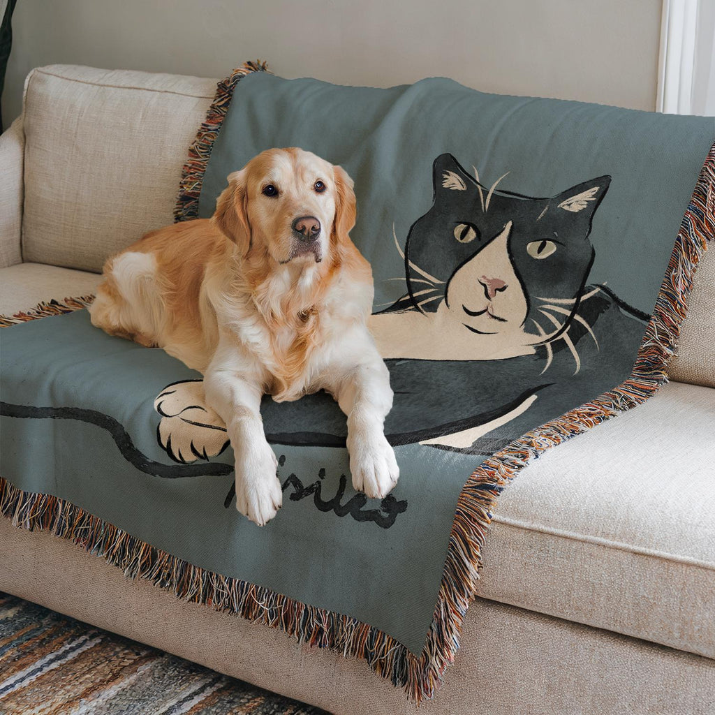 Blanket Custom Dog Portrait Painting from Photo HAND DRAWN ILLUSTRATION by Artist Personalized Adoption New Pet Owner Pet Loss Memorial Gift