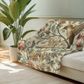 William Morris Hummingbird Throw Blanket: Vintage Style Floral Cottage Decor