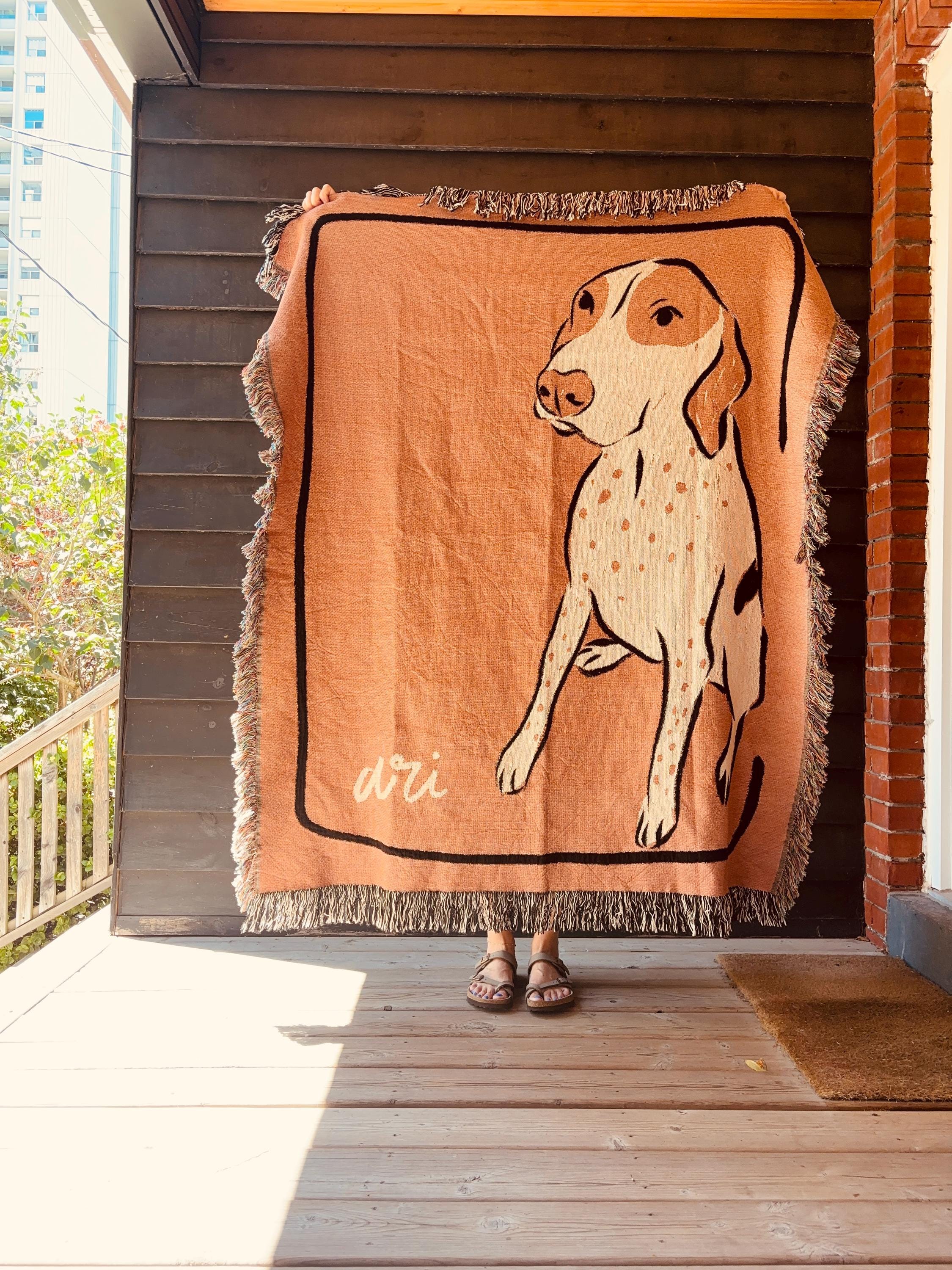 Blanket Custom Dog Portrait Painting from Photo HAND DRAWN ILLUSTRATION by Artist Personalized Adoption New Pet Owner Pet Loss Memorial Gift