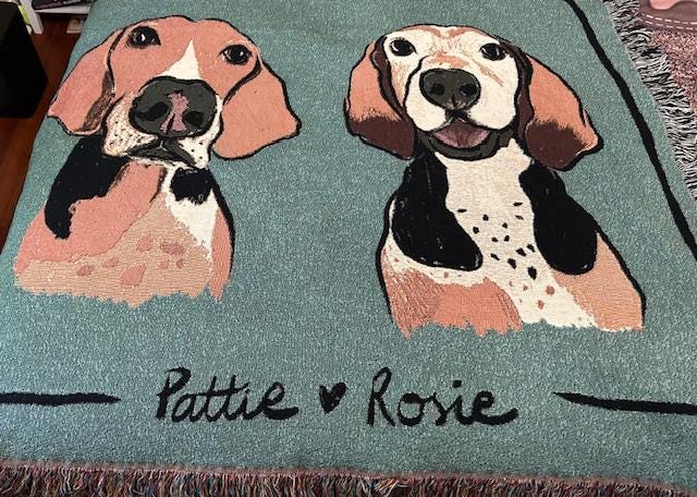 Blanket Custom Dog Portrait Painting from Photo HAND DRAWN ILLUSTRATION by Artist Personalized Adoption New Pet Owner Pet Loss Memorial Gift