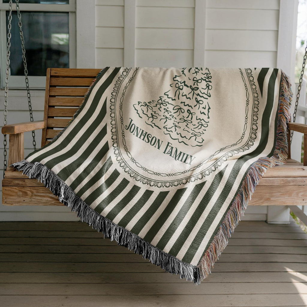 Personalized Christmas Blanket Family Christmas Gift Family Name Blanket for Xmas Gifts Christmas Woven Blanket Xmas Decoration Family Gift