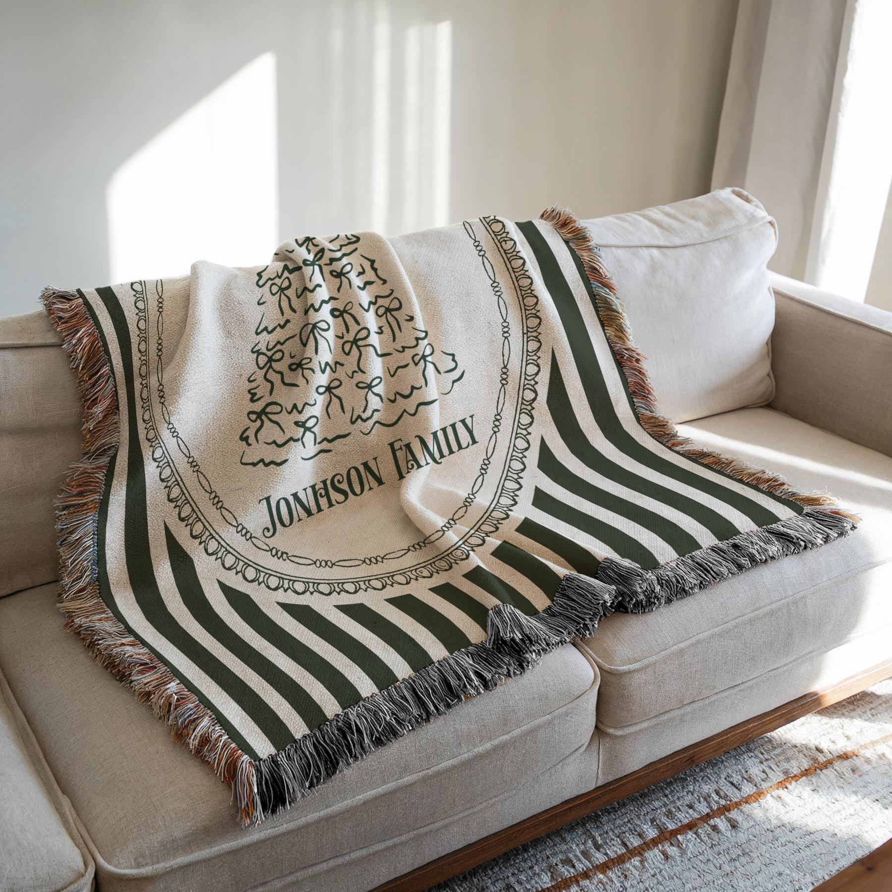 Personalized Christmas Blanket Family Christmas Gift Family Name Blanket for Xmas Gifts Christmas Woven Blanket Xmas Decoration Family Gift