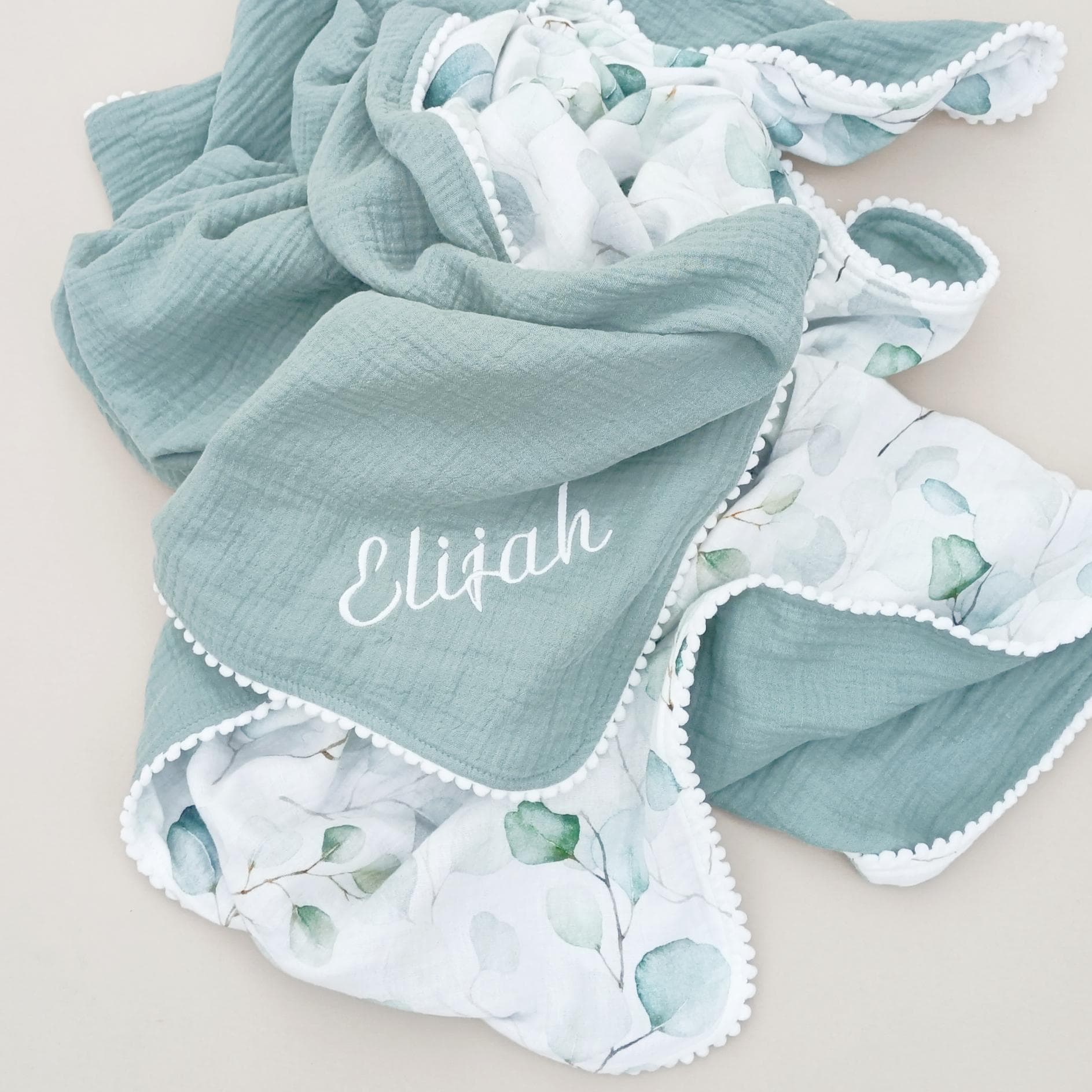 Personalized Organic Muslin Baby Blanket, Safari Animals, Swaddle