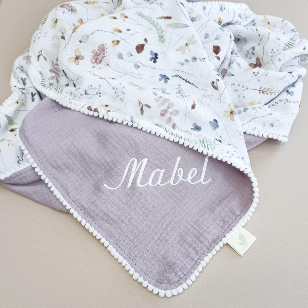 Personalized Organic Muslin Baby Blanket, Safari Animals, Swaddle