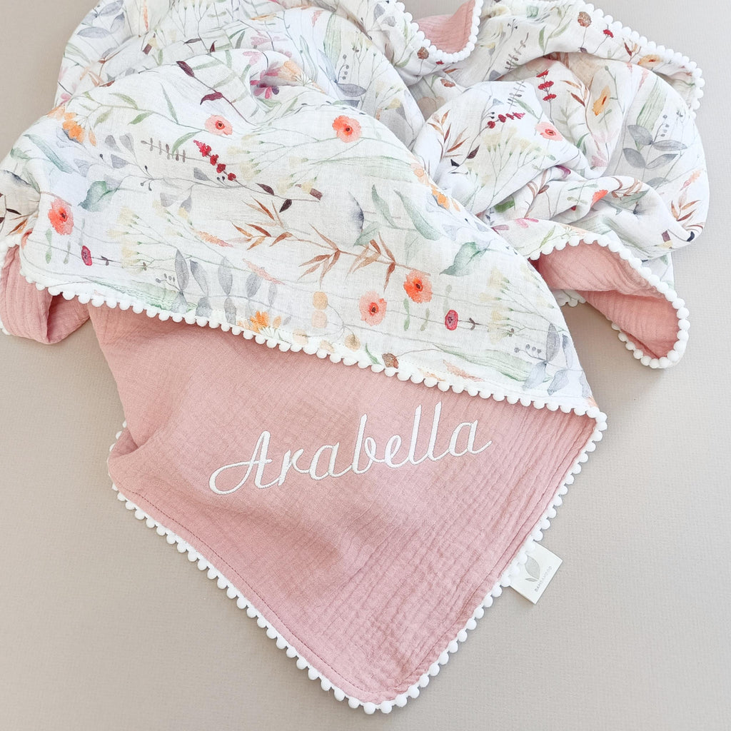 Personalized Organic Muslin Baby Blanket, Safari Animals, Swaddle