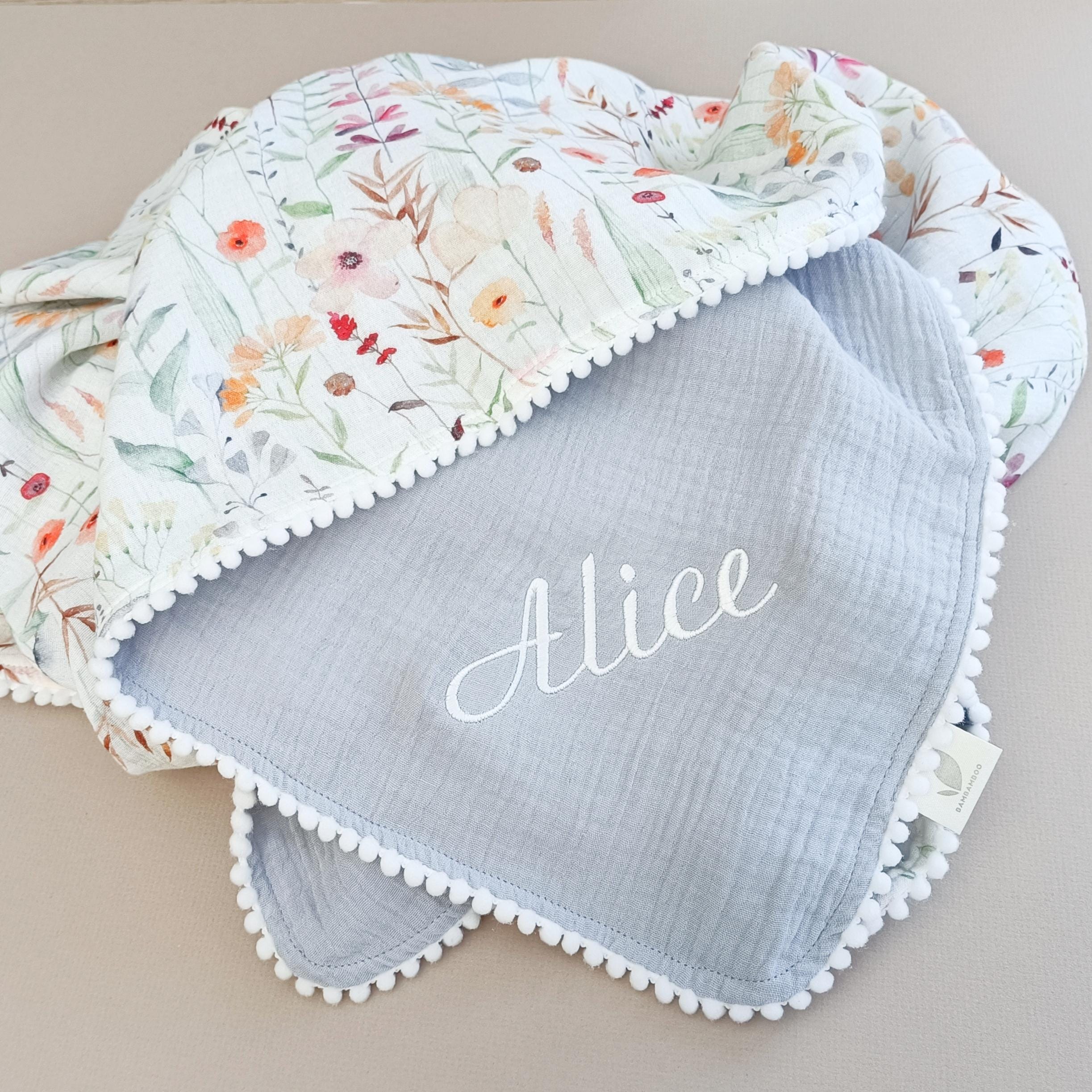 Personalized Organic Muslin Baby Blanket, Safari Animals, Swaddle