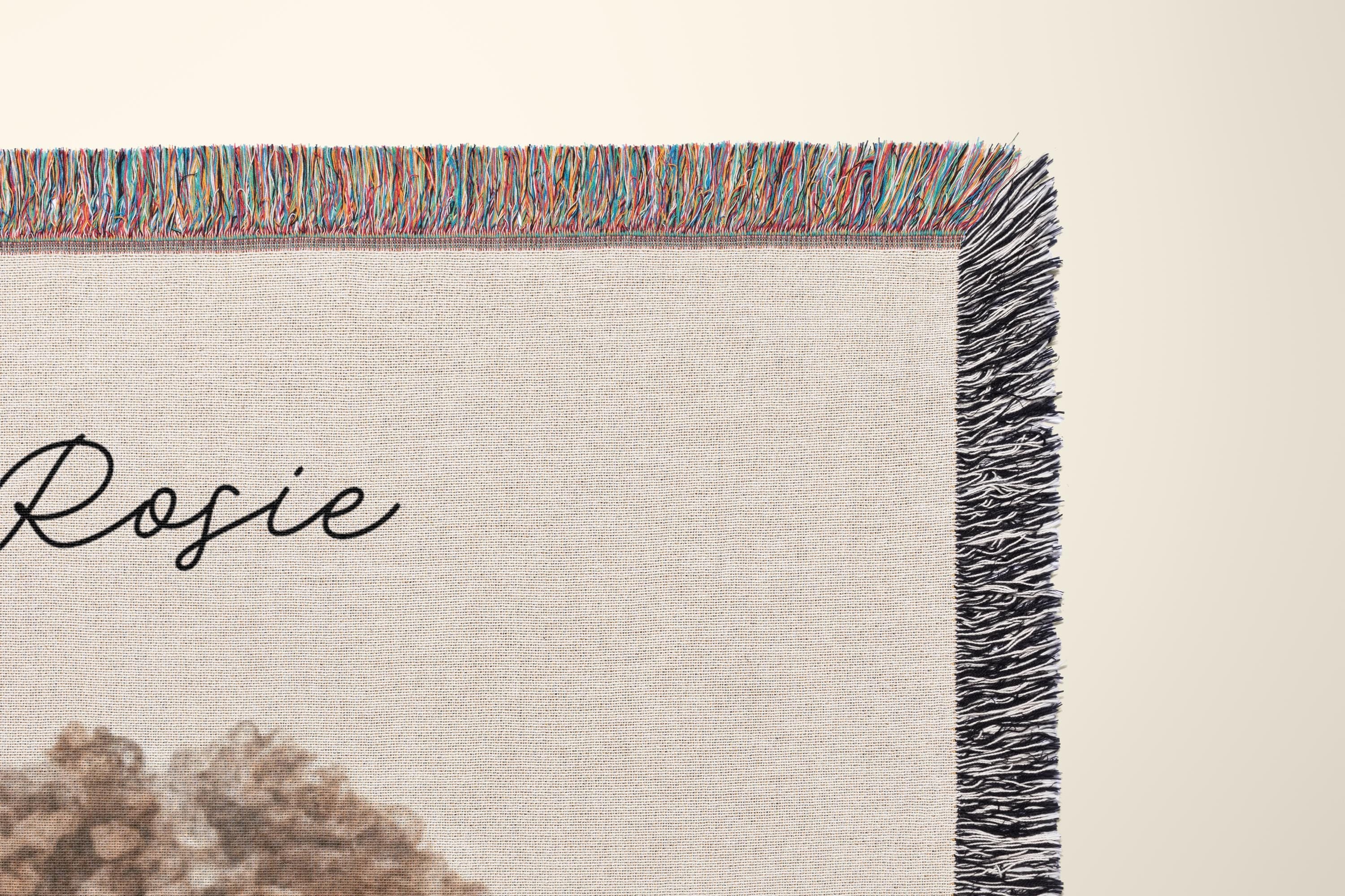 Pet Photo Tapestry Blanket with Custom Name: Personalized Cat and Dog Photo with Water Color Effect, Throw for Cat Moms and Dog Lovers