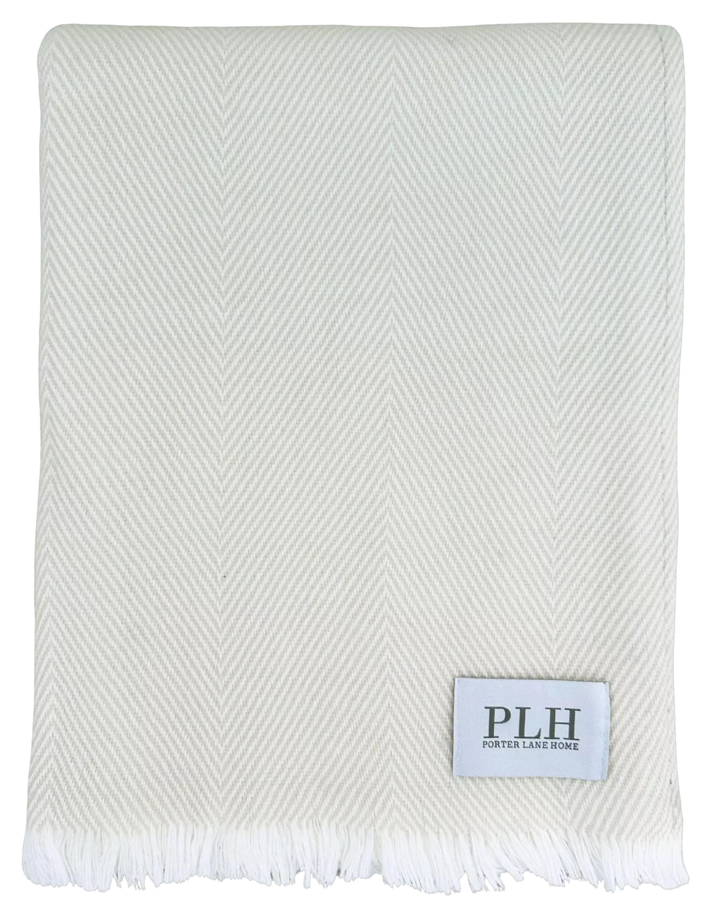 Herringbone Throw Blanket | Classic Chevron Pattern, Soft Lightweight Throw, Home Comfort | Neutral Palette, 60"x72"