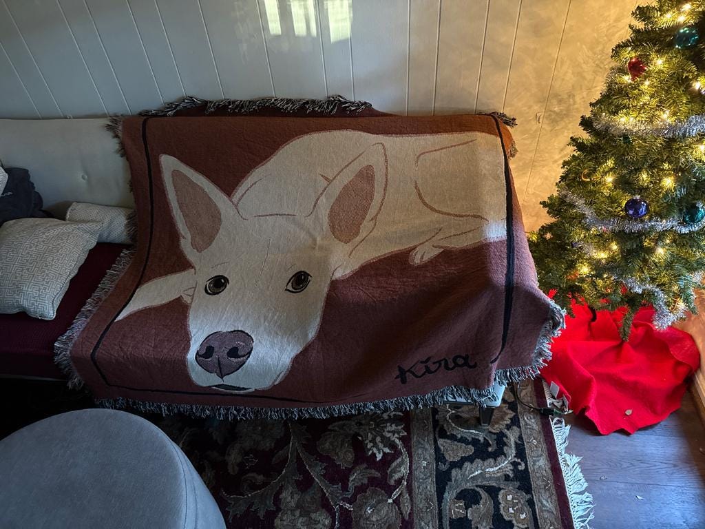 Blanket Custom Dog Portrait Painting from Photo HAND DRAWN ILLUSTRATION by Artist Personalized Adoption New Pet Owner Pet Loss Memorial Gift