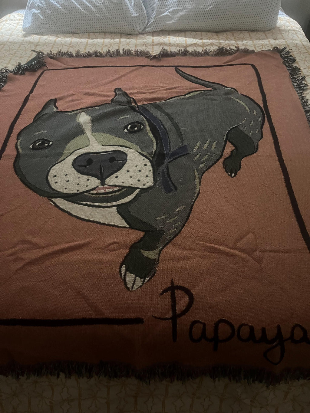 Blanket Custom Dog Portrait Painting from Photo HAND DRAWN ILLUSTRATION by Artist Personalized Adoption New Pet Owner Pet Loss Memorial Gift