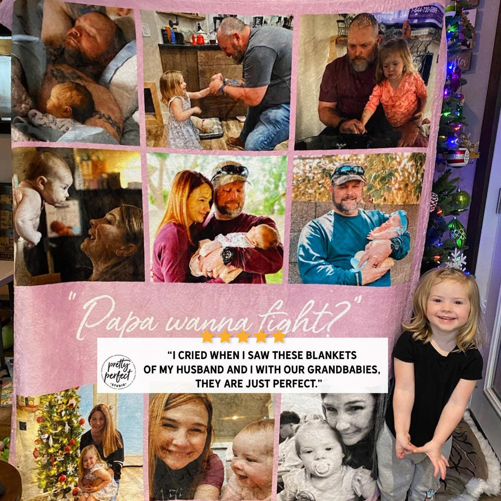 Personalized Picture Blanket, Personalised Sherpa Photo Blankets, Custom Photos Collage Blanket
