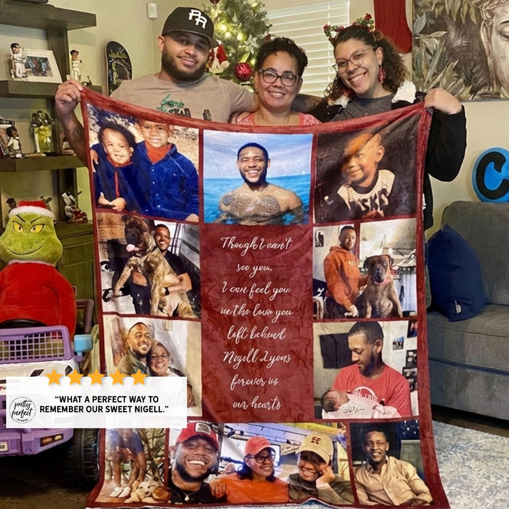 Personalized Picture Blanket, Personalised Sherpa Photo Blankets, Custom Photos Collage Blanket