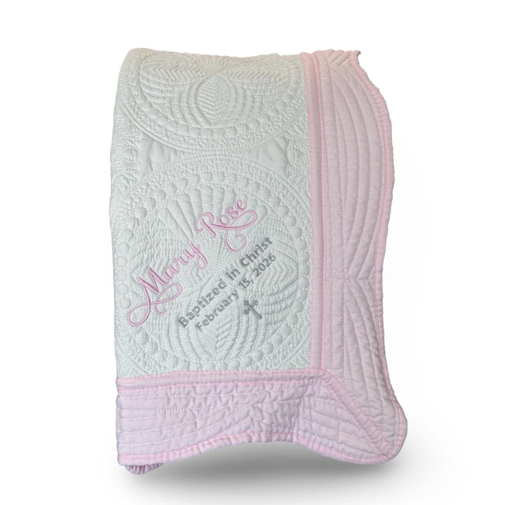 Personalized Baptism Gift: Embroidered Blanket for Boy or Girl as a Christening Keepsake from Godparents