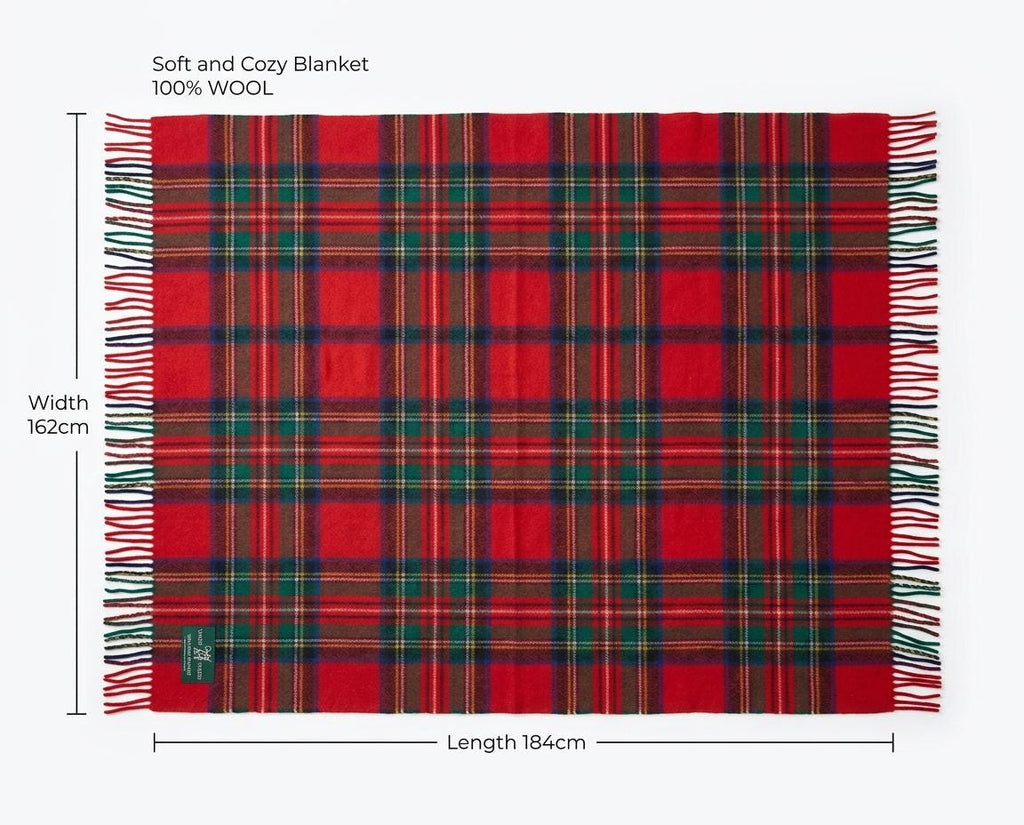 Royal Stewart Tartan 100% New Wool Blanket Throw Brand New