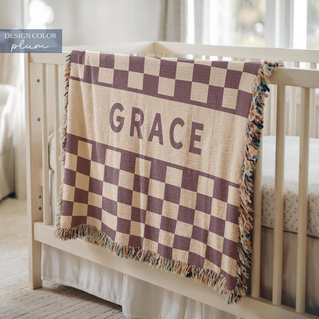 Personalized Baby Blanket for Nursery Decor Custom Baby Name Blanket Custom Kids Name Tapestry Baby Shower Gift Woven Throw Blanket