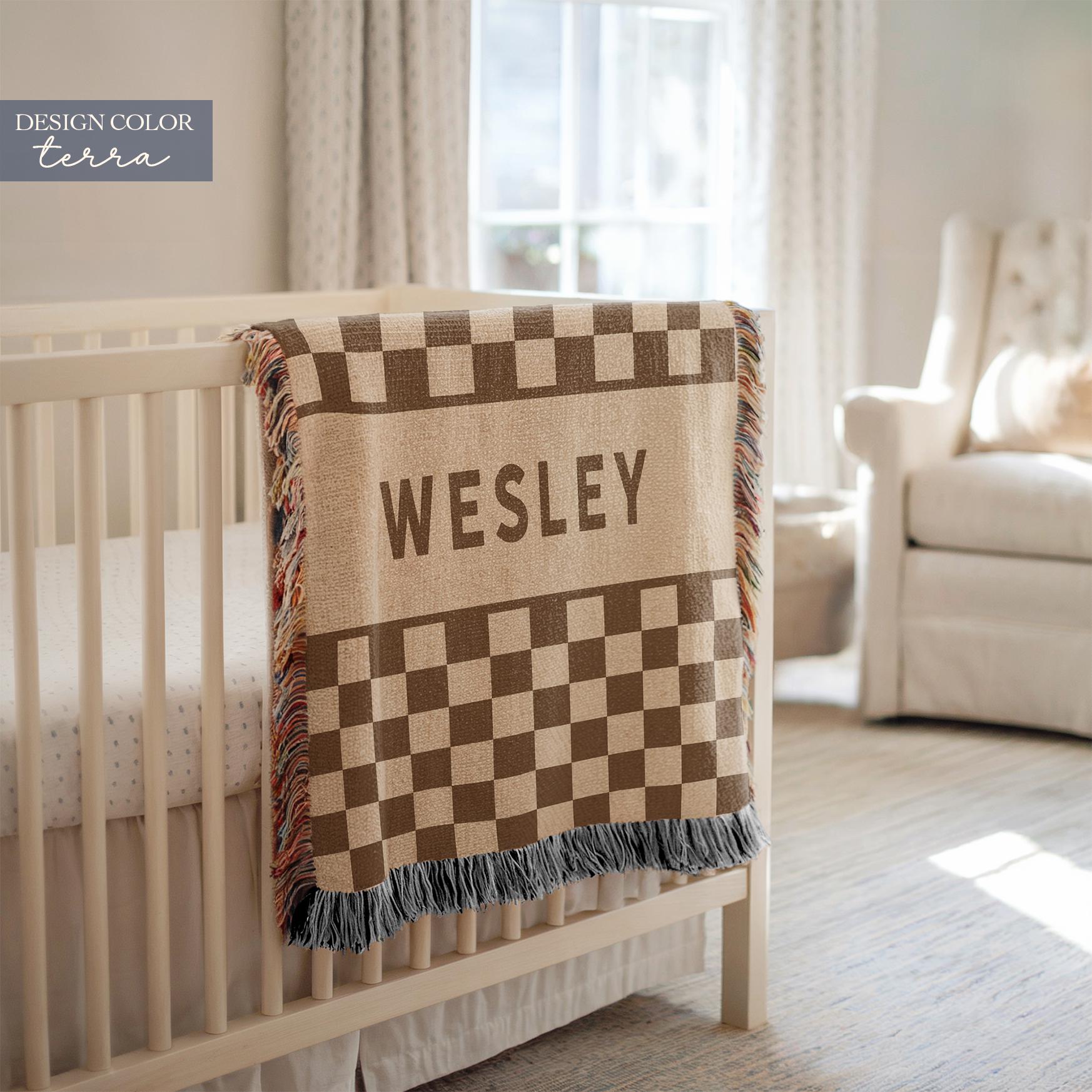 Personalized Baby Blanket for Nursery Decor Custom Baby Name Blanket Custom Kids Name Tapestry Baby Shower Gift Woven Throw Blanket