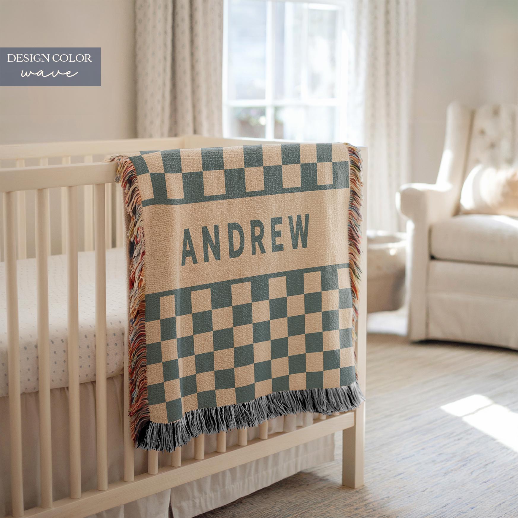 Personalized Baby Blanket for Nursery Decor Custom Baby Name Blanket Custom Kids Name Tapestry Baby Shower Gift Woven Throw Blanket