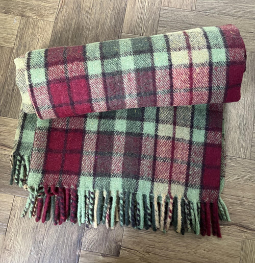 Buchanan Autumn Green Tartan Recycled Wool Blanket/Throw by Florence Lilly