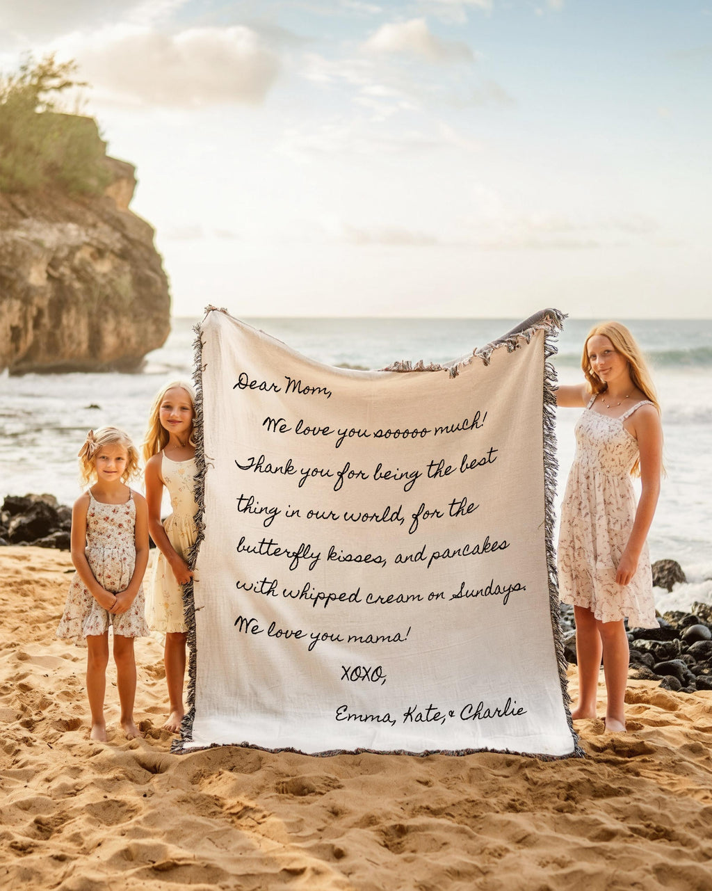 Woven Letter Blanket Handwriting Personalized Gift for Her For Mom Mothers Day Gift Love Letter Anniversary Gift For Girlfriend or Boyfriend
