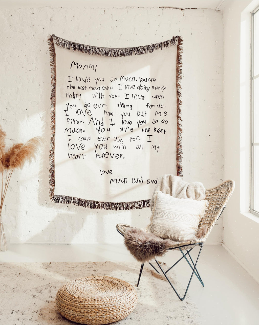 Woven Letter Blanket Handwriting Personalized Gift for Her For Mom Mothers Day Gift Love Letter Anniversary Gift For Girlfriend or Boyfriend