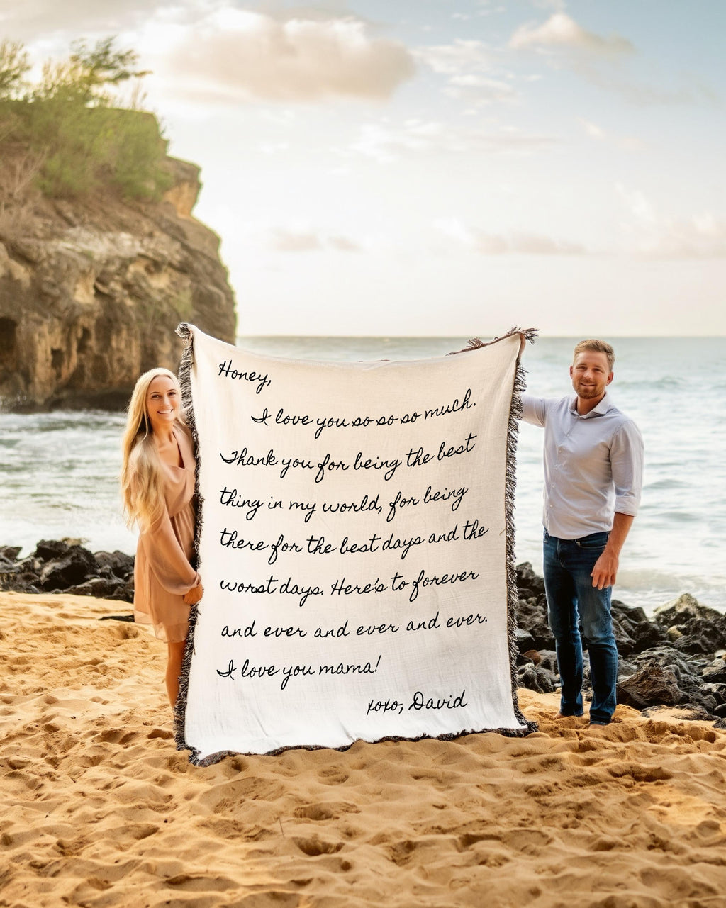 Woven Letter Blanket Handwriting Personalized Gift for Her For Mom Mothers Day Gift Love Letter Anniversary Gift For Girlfriend or Boyfriend