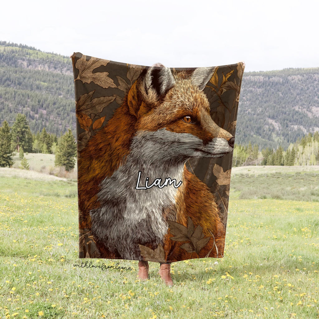 Fox Blanket Personalized Throw Blanket Fox Adult Kid Blanket Panda Gift Her Him Fox Custom Name Gift